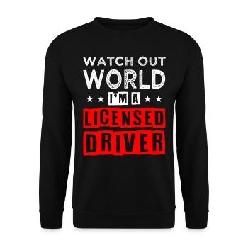 New driving licence - Unisex Sweatshirt - black - Front - Alina (178cm) & Michal (187cm)