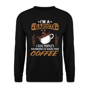 Barista, coffee machine - Unisex Sweatshirt - black - Front - Alina (178cm) & Michal (187cm)