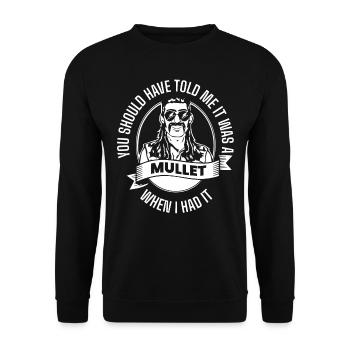 Vokuhila, Vokuhila hairstyle, hairstyle, - Unisex Sweatshirt - black - Front - Alina (178cm) & Michal (187cm)
