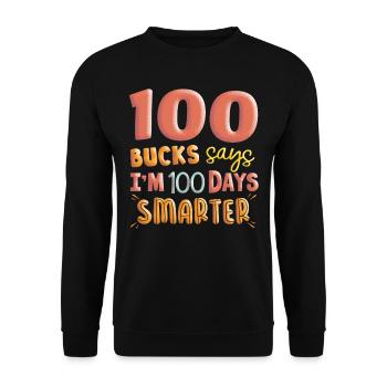 100 days school, 100 days smarter, school - Unisex Sweatshirt - black - Front - Alina (178cm) & Michal (187cm)