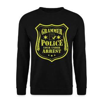 Grammatikpolizei - Englischlehrer - Unisex Pullover - Schwarz - Vorne - Alina (178cm) & Michal (187cm)