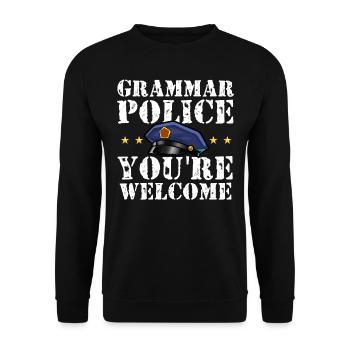 Grammar Police - English Teacher - Unisex Sweatshirt - black - Front - Alina (178cm) & Michal (187cm)