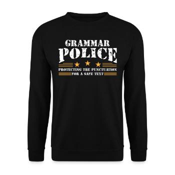 Grammatikpolizei - Englischlehrer - Unisex Pullover - Schwarz - Vorne - Alina (178cm) & Michal (187cm)