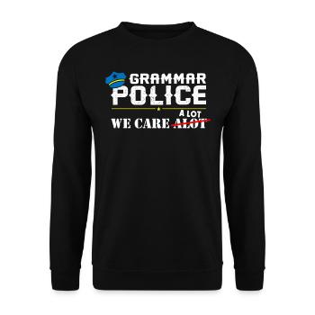 Grammatikpolizei - Englischlehrer - Unisex Pullover - Schwarz - Vorne - Alina (178cm) & Michal (187cm)