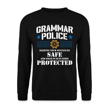 Grammatikpolizei - Englischlehrer - Unisex Pullover - Schwarz - Vorne - Alina (178cm) & Michal (187cm)
