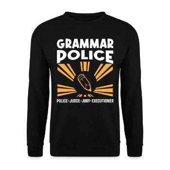 Grammatikpolizei - Englischlehrer - Unisex Pullover - Schwarz - Vorne - Alina (178cm) & Michal (187cm)
