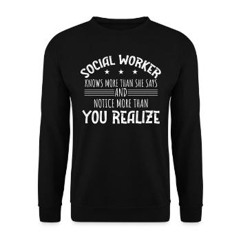 Social worker - Unisex Sweatshirt - black - Front - Alina (178cm) & Michal (187cm)
