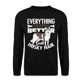 Sibirischer Husky - Unisex Pullover - Schwarz - Vorne - Alina (178cm) & Michal (187cm)