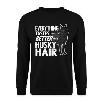 Sibirischer Husky - Unisex Pullover - Schwarz - Vorne - Alina (178cm) & Michal (187cm)