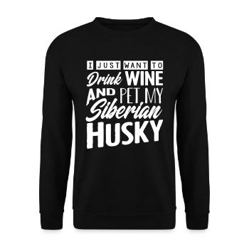 Sibirischer Husky - Unisex Pullover - Schwarz - Vorne - Alina (178cm) & Michal (187cm)