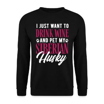 Sibirischer Husky - Unisex Pullover - Schwarz - Vorne - Alina (178cm) & Michal (187cm)