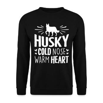 Sibirischer Husky - Unisex Pullover - Schwarz - Vorne - Alina (178cm) & Michal (187cm)