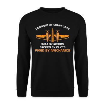 Mécanicien d’aéronefs - Sweat-shirt Unisexe - noir - Devant - Alina (178cm) & Michal (187cm)