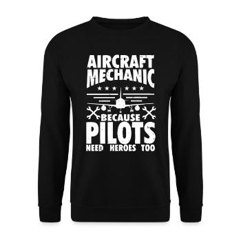 Mécanicien d’aéronefs - Sweat-shirt Unisexe - noir - Devant - Alina (178cm) & Michal (187cm)