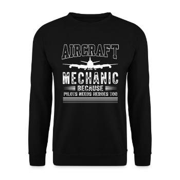 Mécanicien d’aéronefs, mécanicien d’aéronefs - Sweat-shirt Unisexe - noir - Devant - Alina (178cm) & Michal (187cm)
