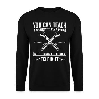 Mécanicien d’aéronefs, mécanicien d’aéronefs - Sweat-shirt Unisexe - noir - Devant - Alina (178cm) & Michal (187cm)