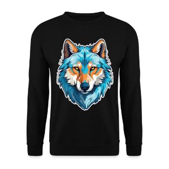 Wolf Kostüm blauer Wolfskopf Werwolf und - Unisex Pullover - Schwarz - Vorne - Alina (178cm) & Michal (187cm)