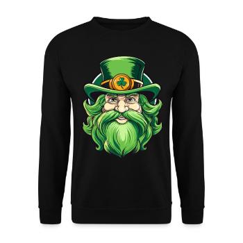 Leprechaun de la Saint-Patrick avec chapeau haut de forme - Sweat-shirt Unisexe - noir - Devant - Alina (178cm) & Michal (187cm)