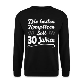 30 Jahre Ehe Ehefrau 30. Hochzeitstag Geschenk - Unisex Pullover - Schwarz - Vorne - Alina (178cm) & Michal (187cm)