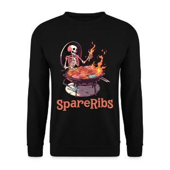 Funny Halloween Skeleton! - (Captain) Spare Ribs - Unisex Sweatshirt - black - Front - Alina (178cm) & Michal (187cm)