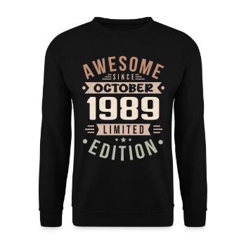 Legend Since October 1989 Birthday October 1989 - Unisex Sweatshirt - black - Front - Alina (178cm) & Michal (187cm)