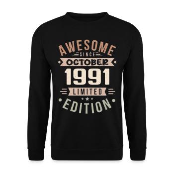 Légende Depuis Octobre 1991 Anniversaire Octobre 1991 - Sweat-shirt Unisexe - noir - Devant - Alina (178cm) & Michal (187cm)