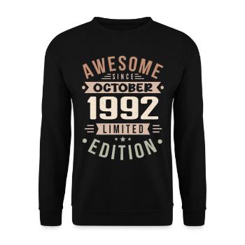 Legend Since October 1992 Birthday October 1992 - Unisex Sweatshirt - black - Front - Alina (178cm) & Michal (187cm)