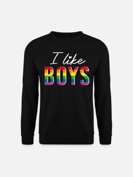 LGBTQIA+ Jeg kan godt lide drenge regnbueflag bøsse - Unisex sweater - sort