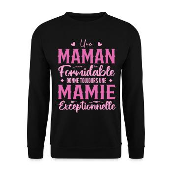 Amazing mom gives an outstanding granny - Unisex Sweatshirt - black - Front - Alina (178cm) & Michal (187cm)