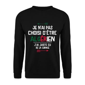 Algérien - Algérie - Homme - Cadeau - Chance - Sweat-shirt Unisexe - noir - Devant - Alina (178cm) & Michal (187cm)