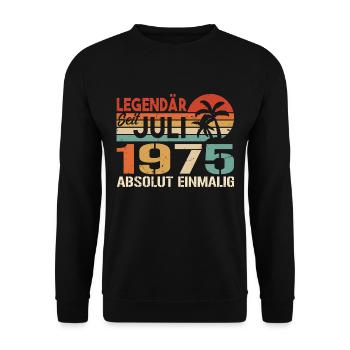 1975 Juli Geboren im Juli 1975 - Unisex Pullover - Schwarz - Vorne - Alina (178cm) & Michal (187cm)