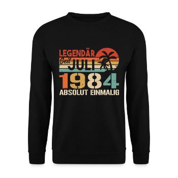 1984 Juli Geboren im Juli 1984 - Unisex Pullover - Schwarz - Vorne - Alina (178cm) & Michal (187cm)