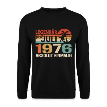 1976 Juli Geboren im Juli 1976 - Unisex Pullover - Schwarz - Vorne - Alina (178cm) & Michal (187cm)