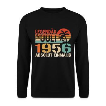 1956 Juli Geboren im Juli 1956 - Unisex Pullover - Schwarz - Vorne - Alina (178cm) & Michal (187cm)