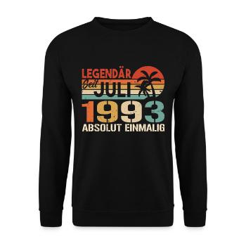 1993 Juli Geboren im Juli 1993 - Unisex Pullover - Schwarz - Vorne - Alina (178cm) & Michal (187cm)