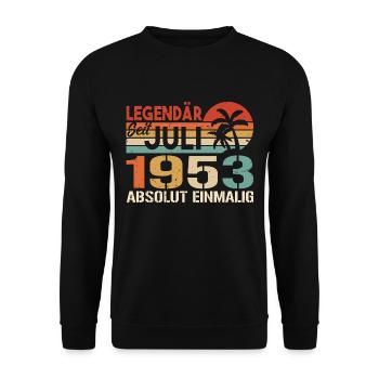 1953 Juli Geboren im Juli 1953 - Unisex Pullover - Schwarz - Vorne - Alina (178cm) & Michal (187cm)