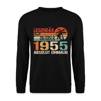 Legenden werden im Oktober 1955 geboren - 1955 - Unisex Pullover - Schwarz - Vorne - Alina (178cm) & Michal (187cm)