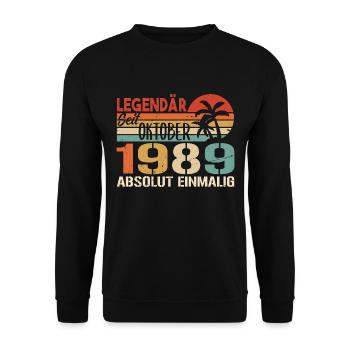 Legenden werden im Oktober 1989 geboren - 1989 - Unisex Pullover - Schwarz - Vorne - Alina (178cm) & Michal (187cm)