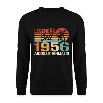 Original 1956 Jahrgang Vintage Geburtstag 1956 - Unisex Pullover - Schwarz - Vorne - Alina (178cm) & Michal (187cm)