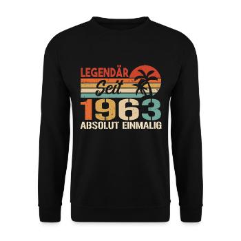 Original 1963 Jahrgang Vintage Geburtstag 1963 - Unisex Pullover - Schwarz - Vorne - Alina (178cm) & Michal (187cm)