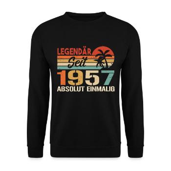 Original 1957 Jahrgang Vintage Geburtstag 1957 - Unisex Pullover - Schwarz - Vorne - Alina (178cm) & Michal (187cm)