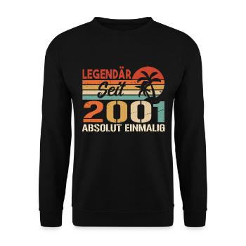 Original 2001 Jahrgang Vintage Geburtstag 2001 - Unisex Pullover - Schwarz - Vorne - Alina (178cm) & Michal (187cm)