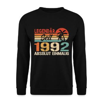 Original 1992 Jahrgang Vintage Geburtstag 1992 - Unisex Pullover - Schwarz - Vorne - Alina (178cm) & Michal (187cm)
