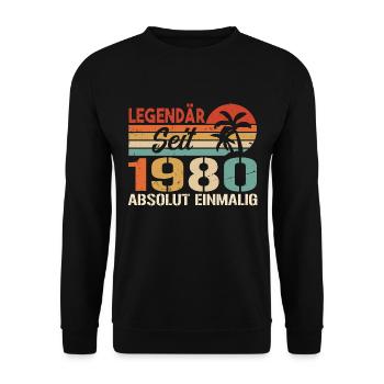 Original 1980 Jahrgang Vintage Geburtstag 1980 - Unisex Pullover - Schwarz - Vorne - Alina (178cm) & Michal (187cm)