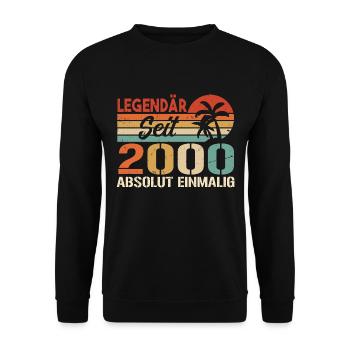 Original 2000 Jahrgang Vintage Geburtstag 2000 - Unisex Pullover - Schwarz - Vorne - Alina (178cm) & Michal (187cm)