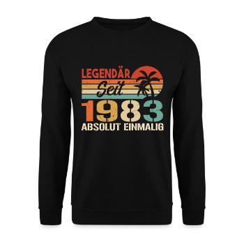 Original 1983 Jahrgang Vintage Geburtstag 1983 - Unisex Pullover - Schwarz - Vorne - Alina (178cm) & Michal (187cm)