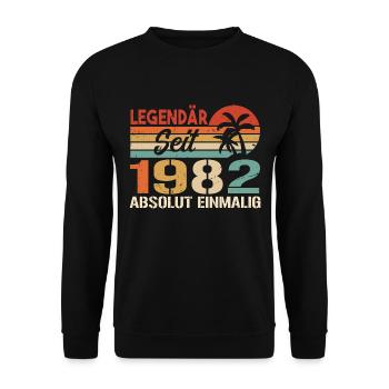 Original 1982 Jahrgang Vintage Geburtstag 1982 - Unisex Pullover - Schwarz - Vorne - Alina (178cm) & Michal (187cm)