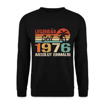 Original 1976 Jahrgang Vintage Geburtstag 1976 - Unisex Pullover - Schwarz - Vorne - Alina (178cm) & Michal (187cm)