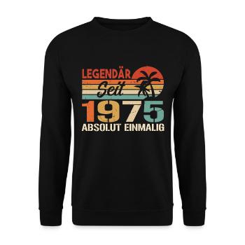 Original 1975 Jahrgang Vintage Geburtstag 1975 - Unisex Pullover - Schwarz - Vorne - Alina (178cm) & Michal (187cm)