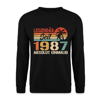 Original 1987 Jahrgang Vintage Geburtstag 1987 - Unisex Pullover - Schwarz - Vorne - Alina (178cm) & Michal (187cm)